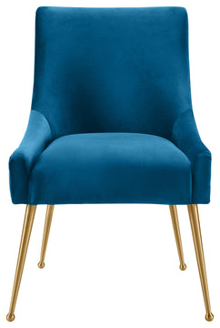 Beatrix Pleated Navy Velvet Side Chair - Navy