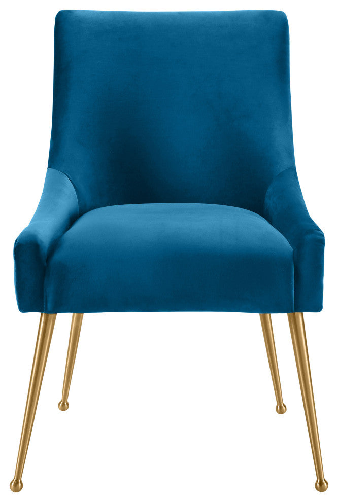 Beatrix Pleated Navy Velvet Side Chair - Navy