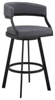 Dione 26" Counter Height Swivel Grey Faux Leather and Black Metal Bar Stool