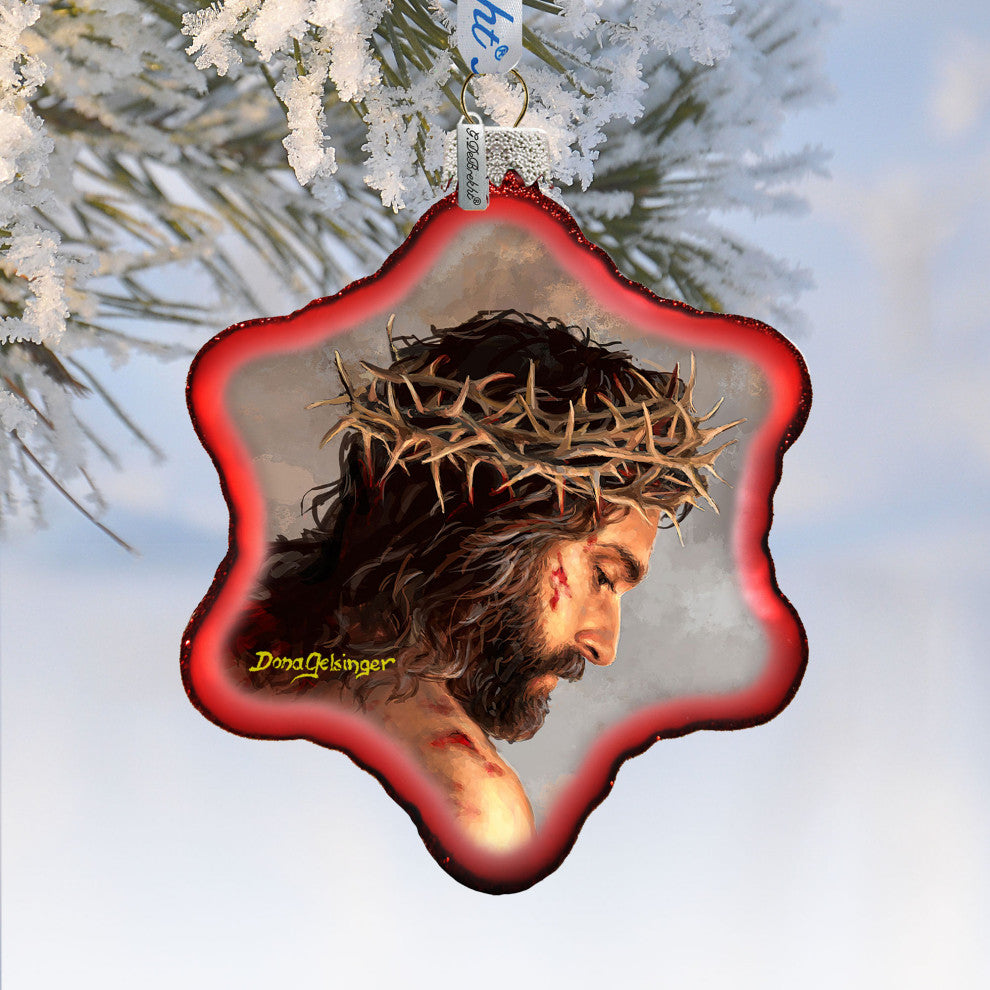 Father Forgive Them Snowflake Glass Ornament
