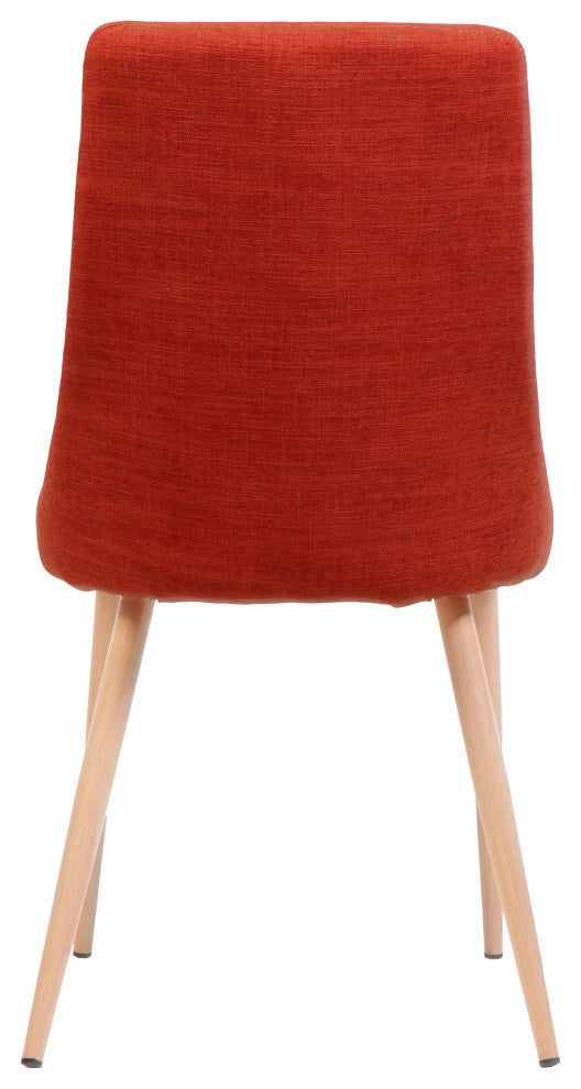 GDF Studio Soloman Fabric Dining Chairs With Wood Finished Legs, Set of 2, Muted Orange
