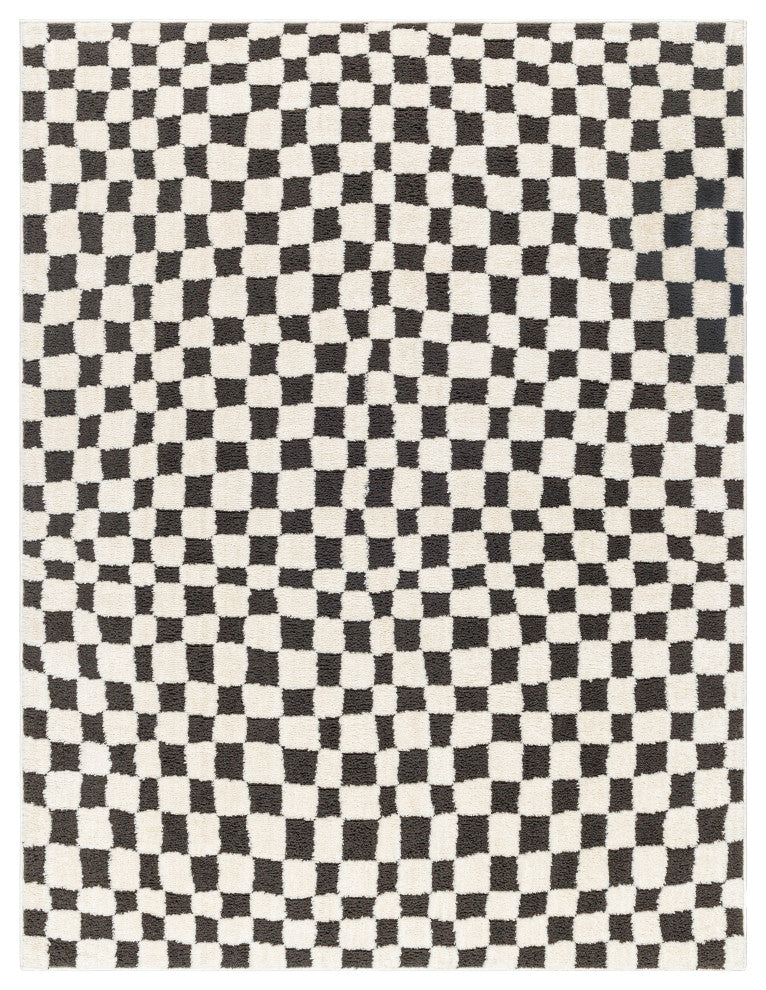 Surya Freud FEU-2302 Machine Woven Area Rug, Black, Ivory, 7'10" X 10'
