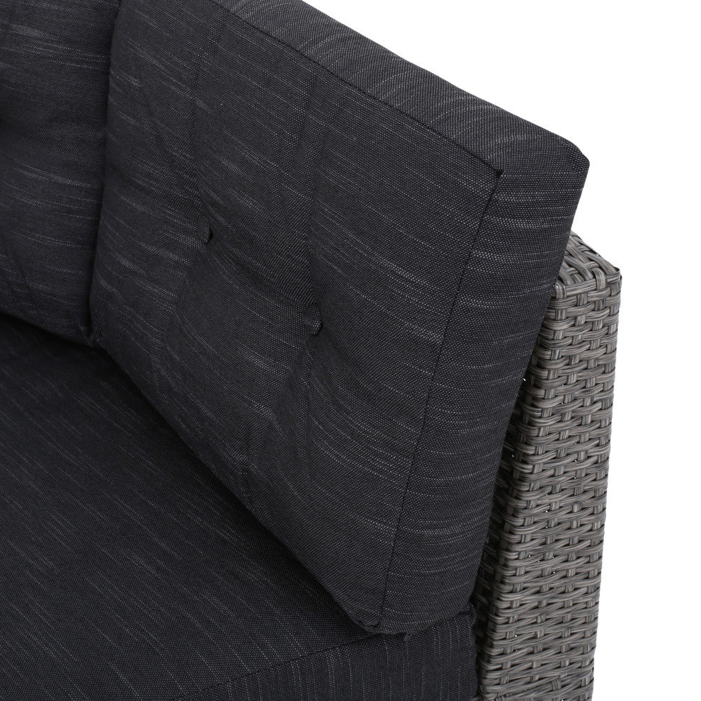Erin Outdoor Round 4 Seater Wicker Sectional Set With Fire Pit