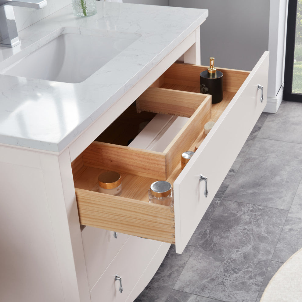 Legion Furniture WS2512 Series Bathroom Sink Vanity, Dreamy White, 42", Artificial Stone Top, Single Sink