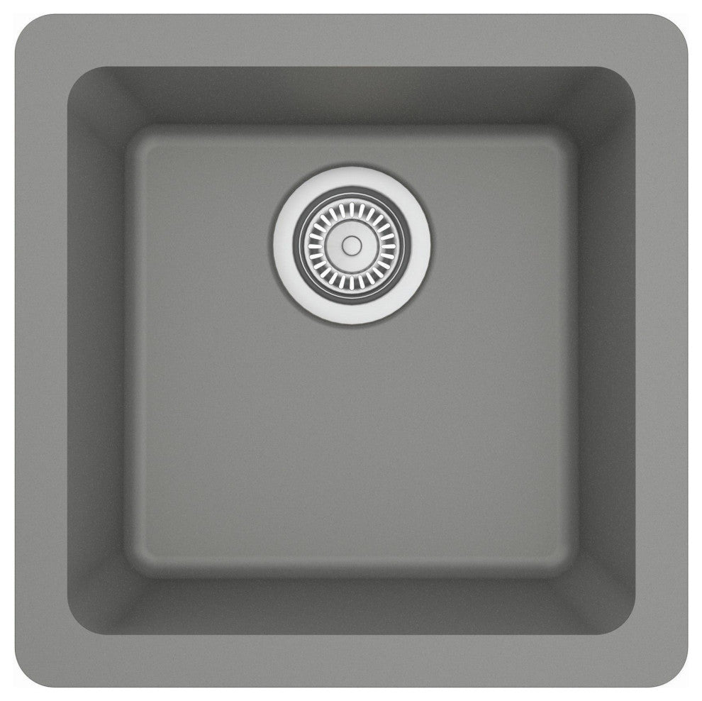 Karran Undermount Quartz Composite 17" Bar Single Bowl Sink, Grey