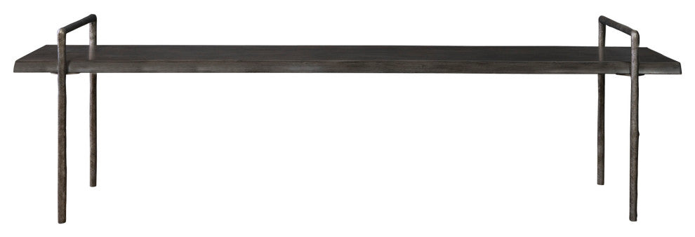 Uttermost 25379 Chandos 76"W Iron Framed Lodge Style Bench - Dark Gray