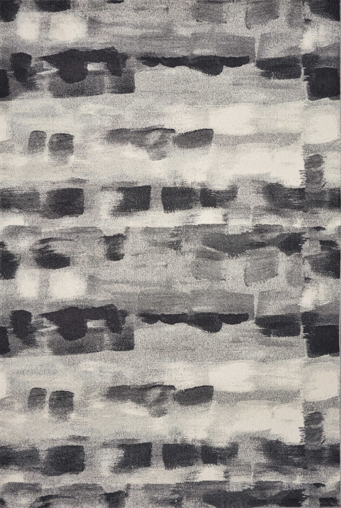 HomeRoots 10'x13' Grey Beige Machine Woven Abstract Brushstroke Indoor Area Rug