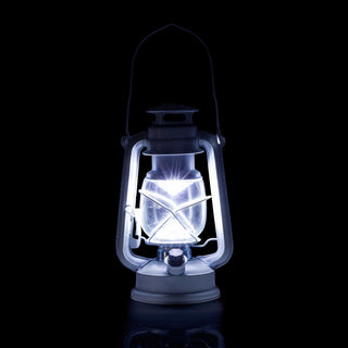 Indoor/Outdoor White Hurricane Lantern, Cool White LED Lights