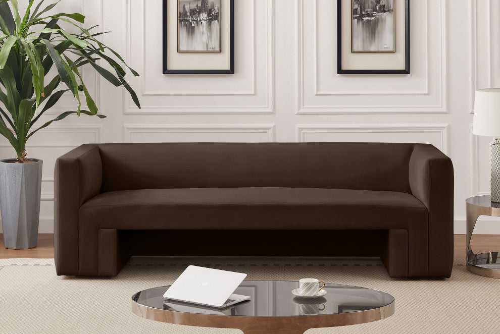 Henson Velvet Upholstered Sofa, Brown