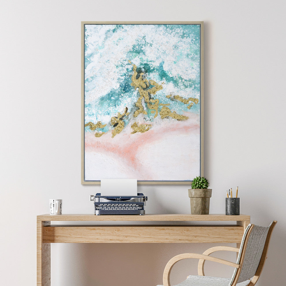 Sunday Ocean Textured Metallic Hand Painted Framed Wall Art by Martin Edwards