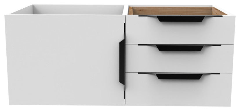 CastelloUSA Alpine 36" Wall Mounted Vanity, Base Only, White, Black Handles
