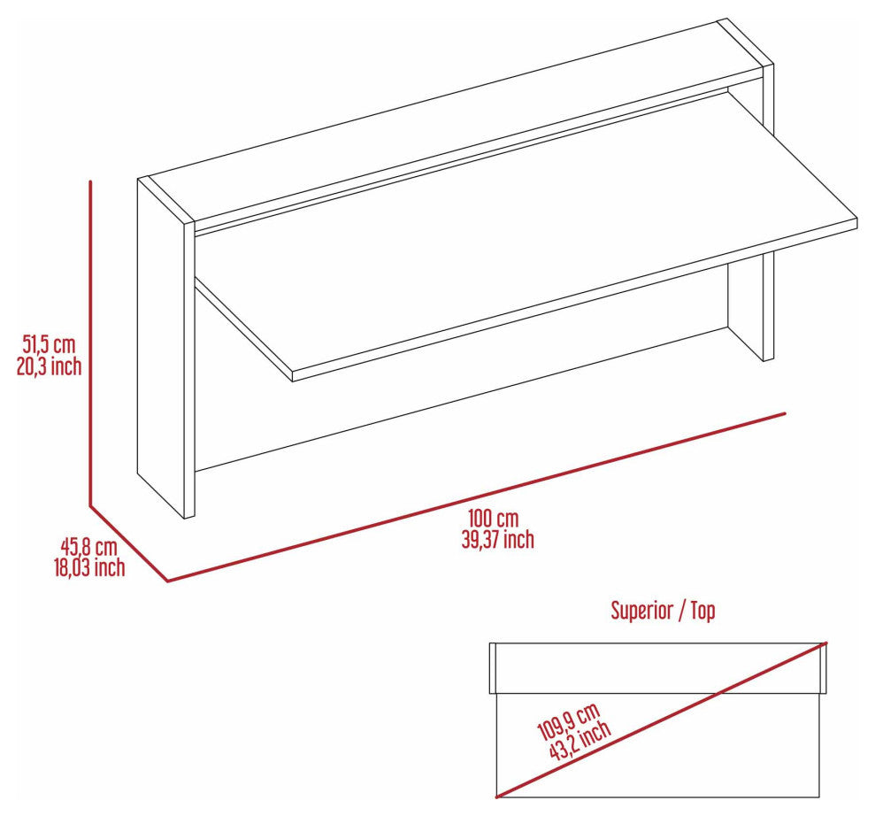 FM FURNITURE Brickell Wall Mounted Foldable Desk, Light Oak/ White