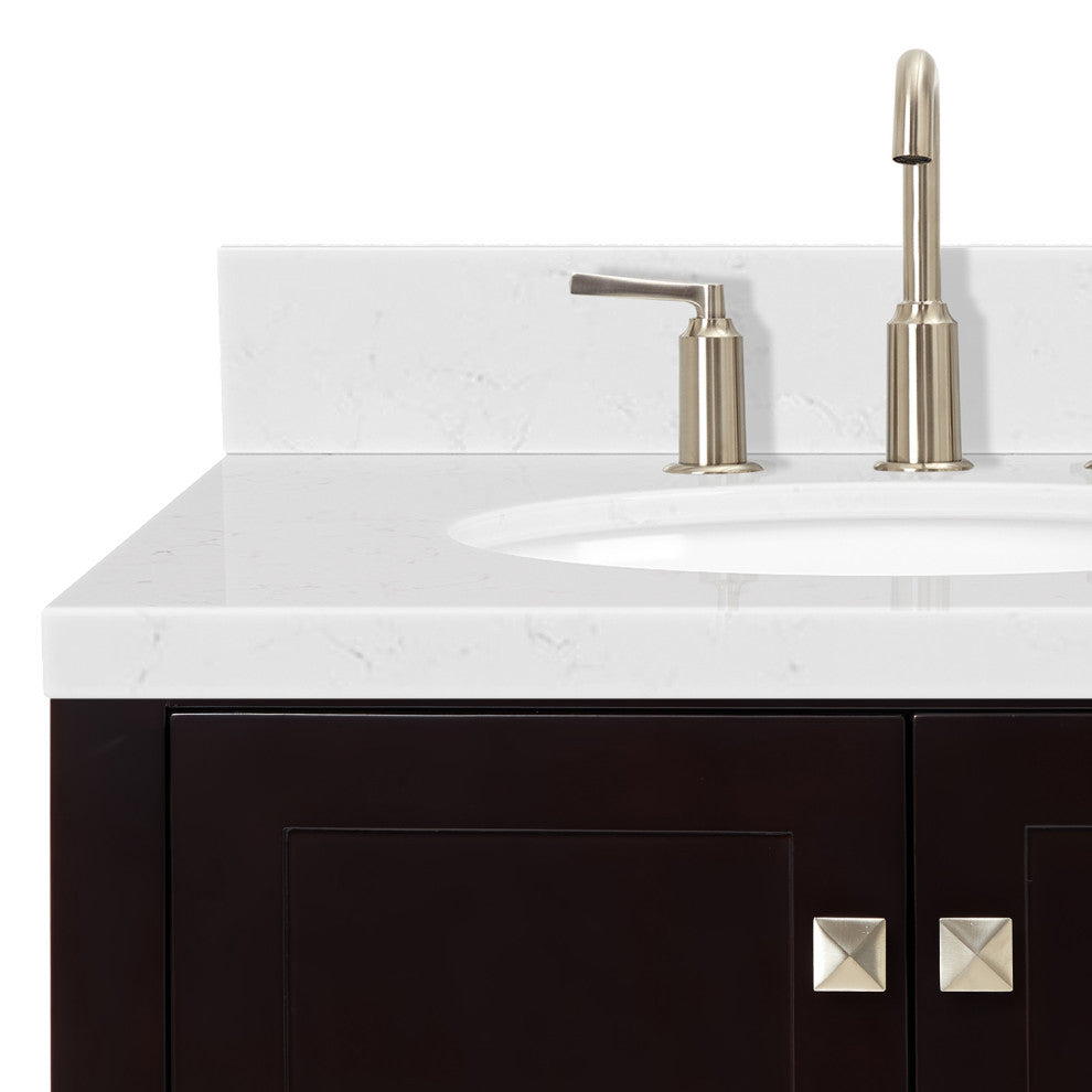 Ariel Cambridge 42" Left Offset Single Oval Sink Vanity, Carrara Quartz