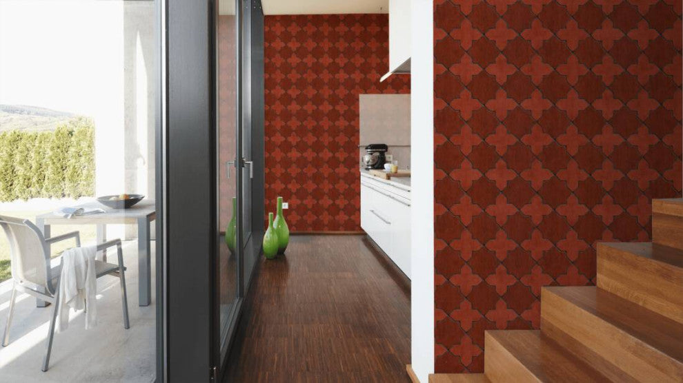 Mosaic Textured Wallpaper Featuring Star Shaped Tile, 374211