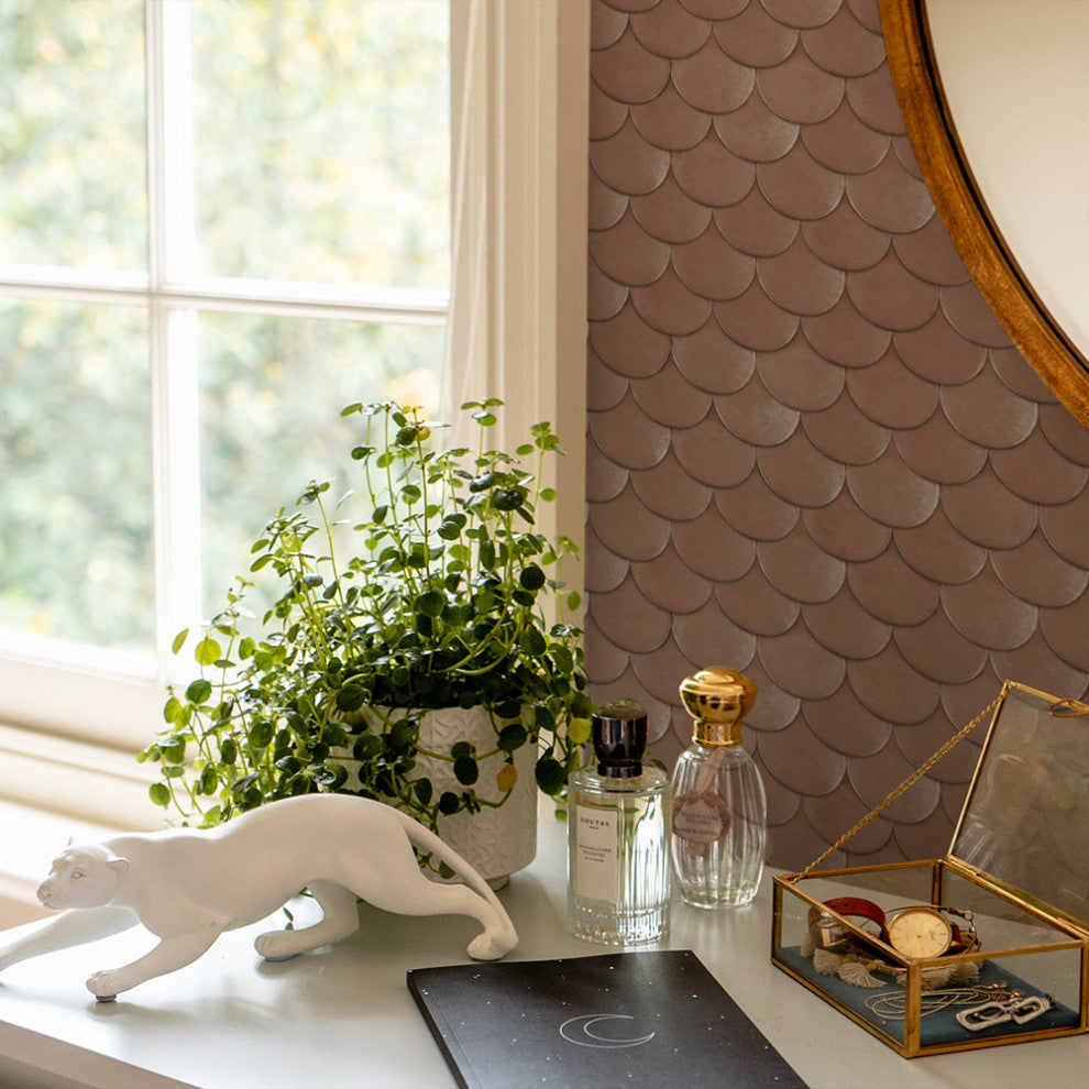 Brass Belly Peel and Stick Wallpaper, Blush, 56 Sqft