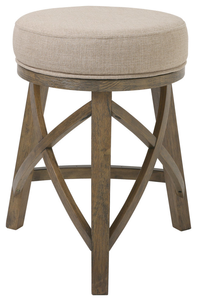 New Ridge Home Goods Regal 25in. H Counter-Height Swivel Stool with Cream Fabric