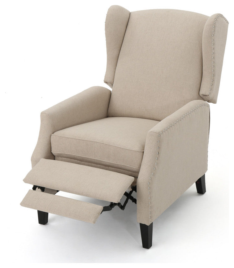 GDF Studio Corbin Fabric Recliner, Set of 2, Wheat and Dark Brown
