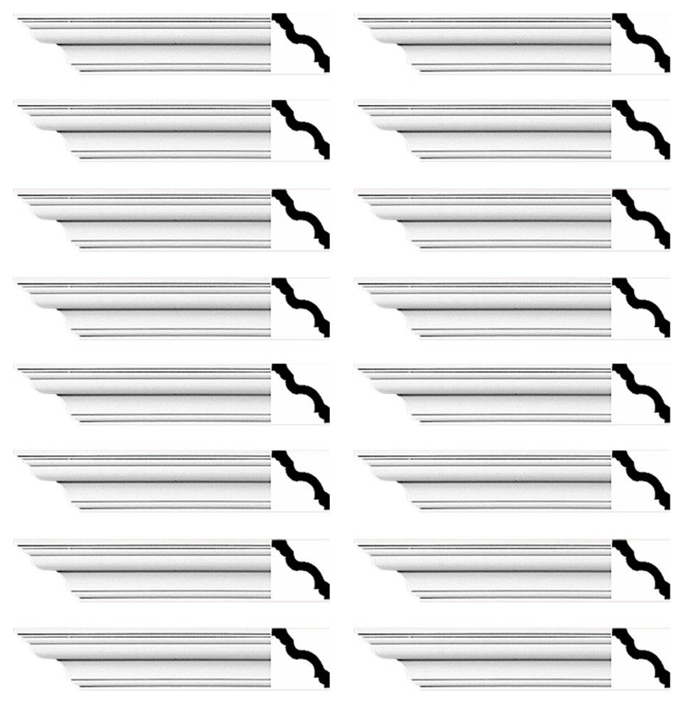 Cornice White Urethane Hopewell Simple Design 16 Pieces Totaling 1536" Length