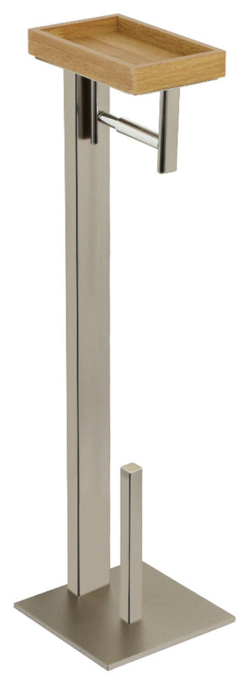 Edenscape Freestanding Toilet Paper Holder With Storage Shelf, Brushed Nickel