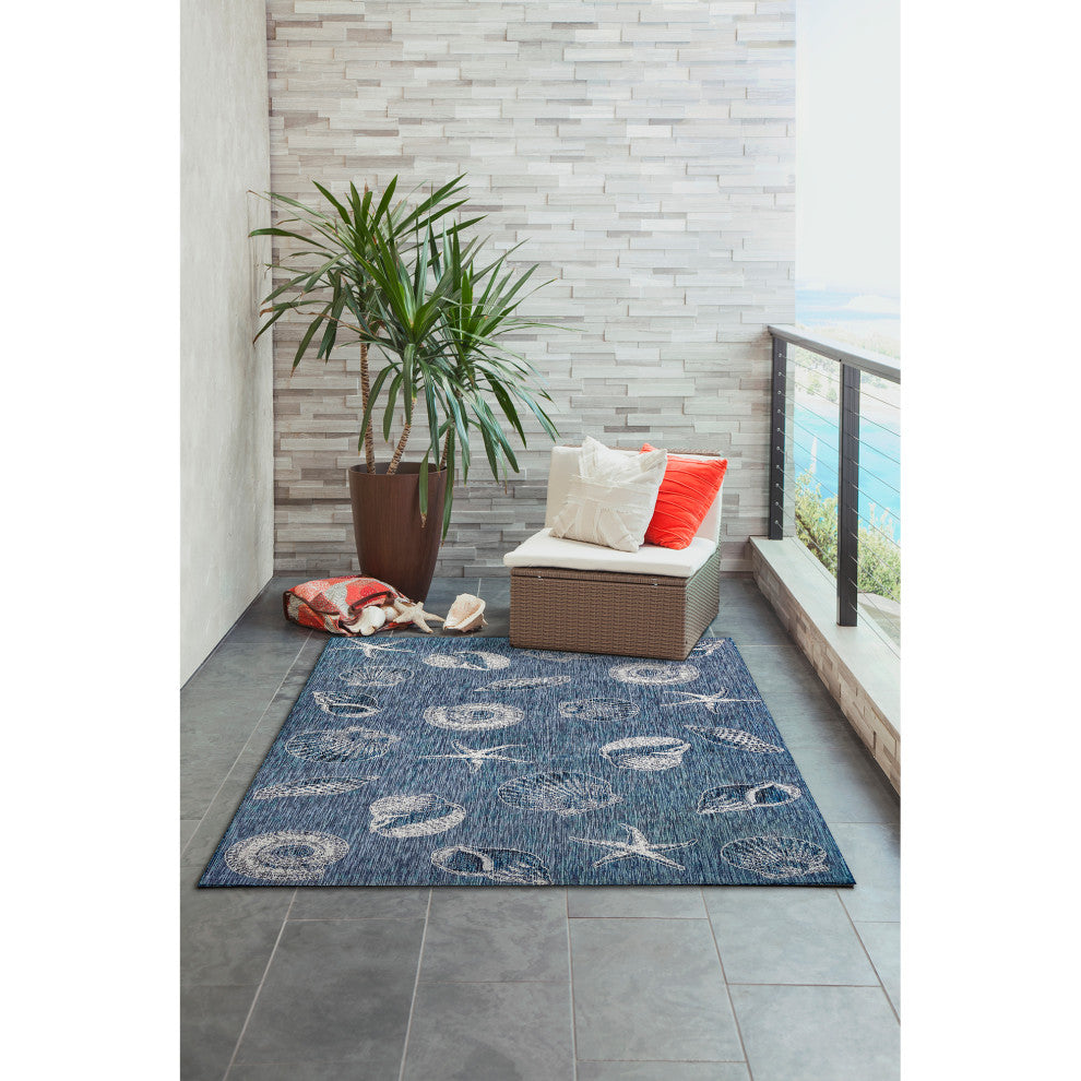 Carmel Shells Indoor/Outdoor Rug, Navy, 6'6"x9'3"