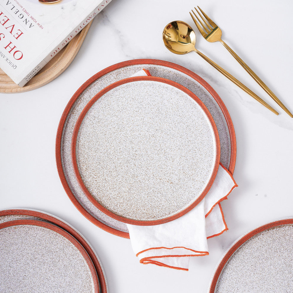 Stone Lain Vince Stoneware 16 Piece Dinnerware Set, Red