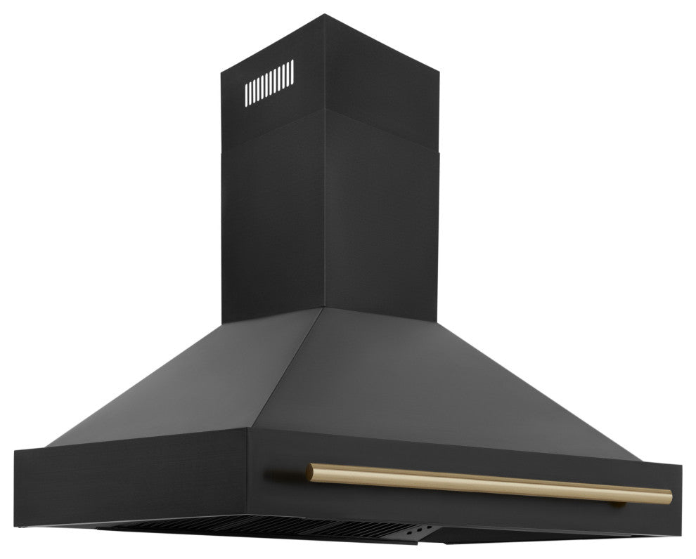 ZLINE 48" Black Stainless Range Hood with Champagne Bronze (BS655-48-CB)
