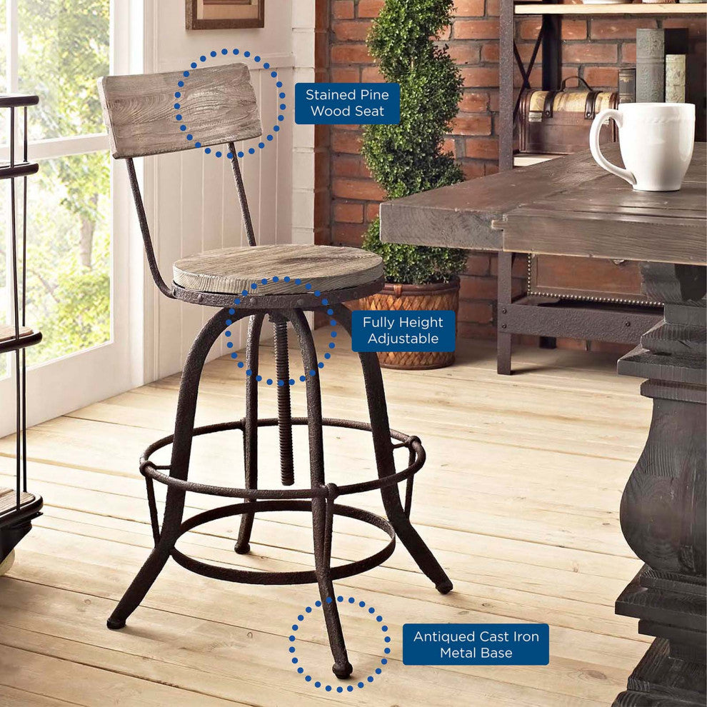 Modern Brown Procure Bar Stool Set of 2