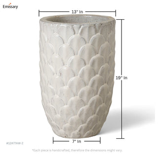 Pinecone Planter, Antq Wt Medium 12.5x19H