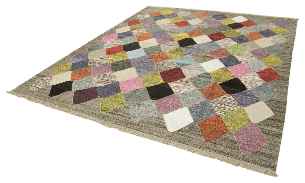 Rug N Carpet - Handmade Turkish 8' 6'' x 10' 0'' Modern Design Wool Kilim Rug