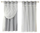 Lace Overlay Blackout Curtains, Gray, 84"