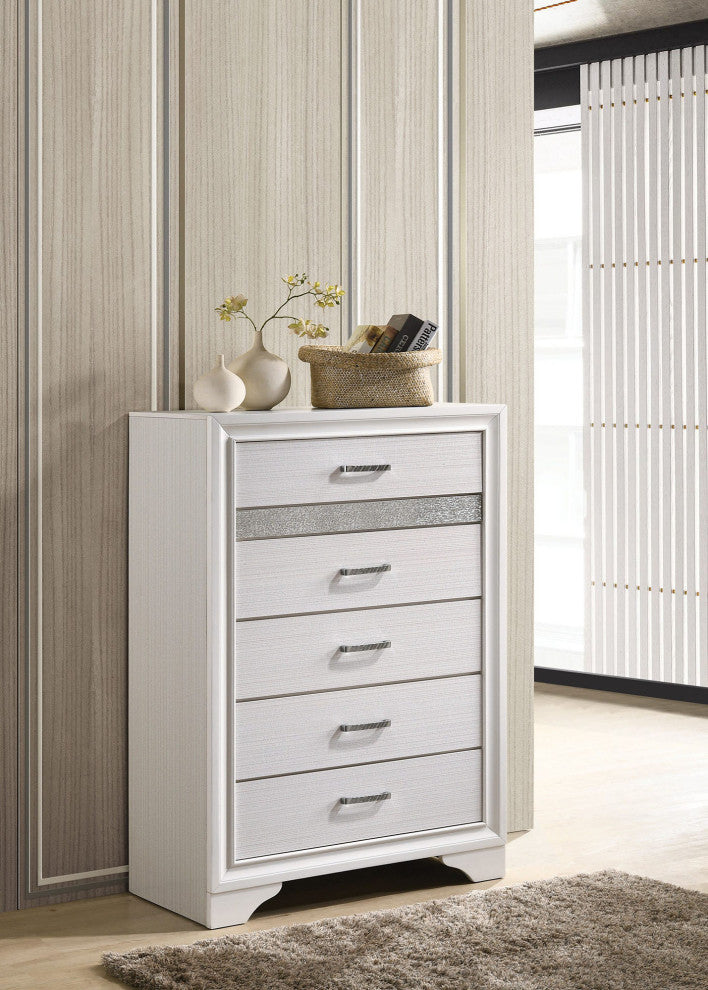 5 Drawers Wooden Chest, White