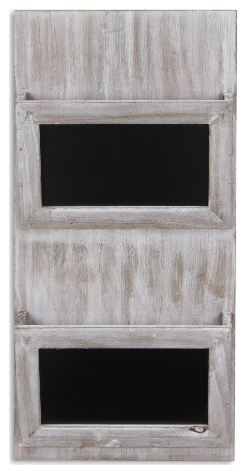 Modern Rustic Whitewash Chalkboard Wall Storage