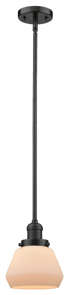 Fulton 1-Light LED Mini Pendant, Oil Rubbed Bronze, Glass: Matte White Cased
