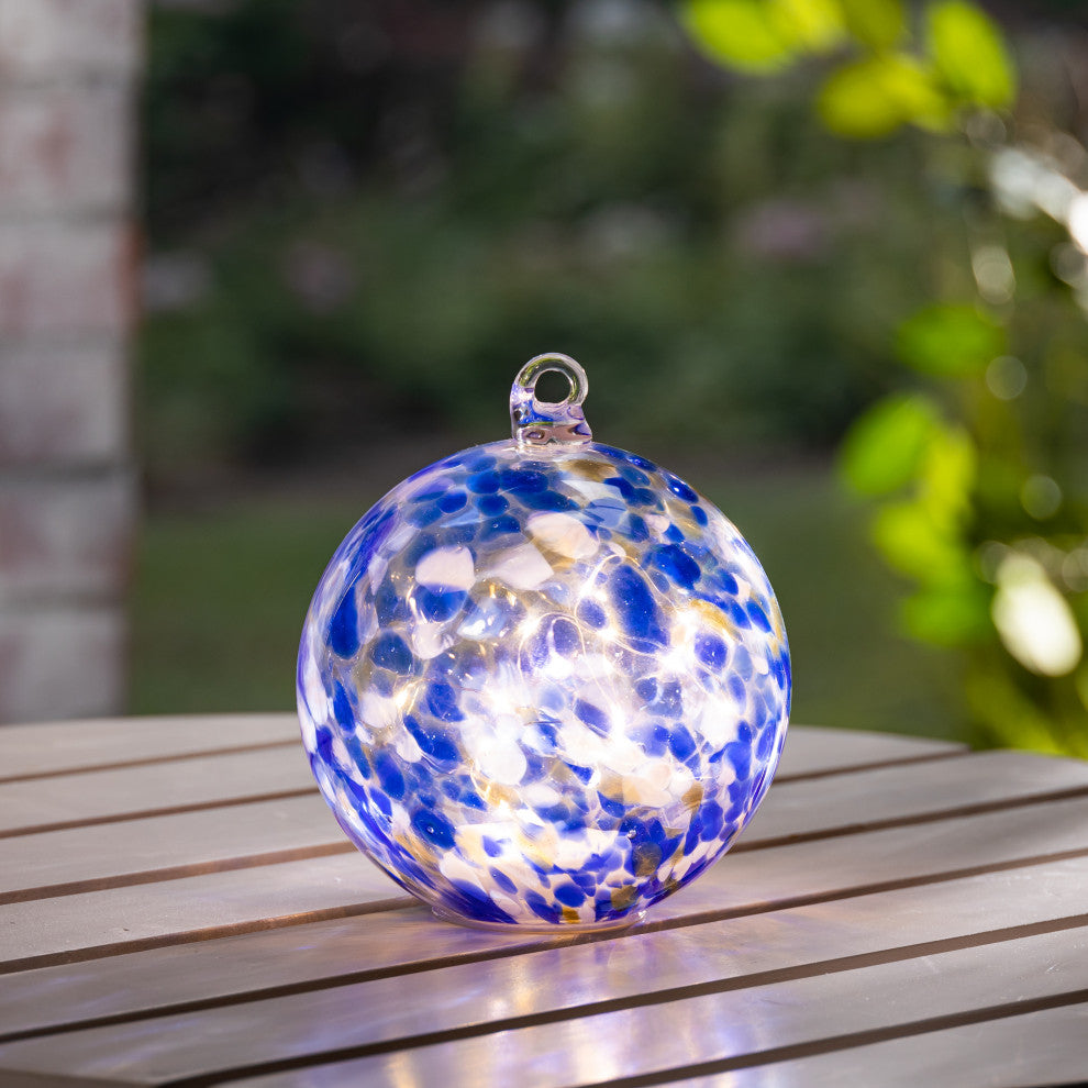 5.75" Battery Operated Blue Handblown Glass Sphere