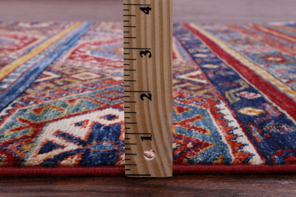 Hand Knotted Khorjin Super Kazak Rug 3' 4" X 4' 10" Q10801