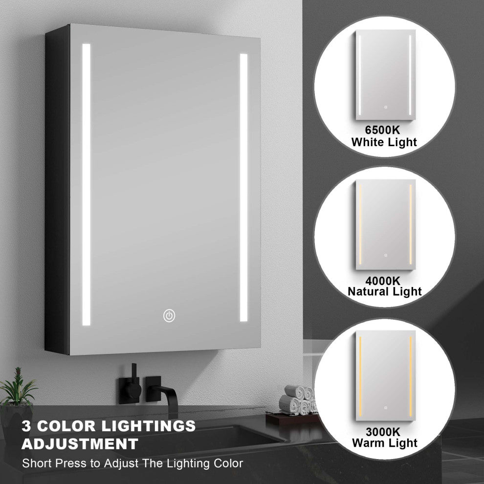40 in.W x 30 in. H Aluminum Surface Mounted LED Medicine Cabinet with Doors