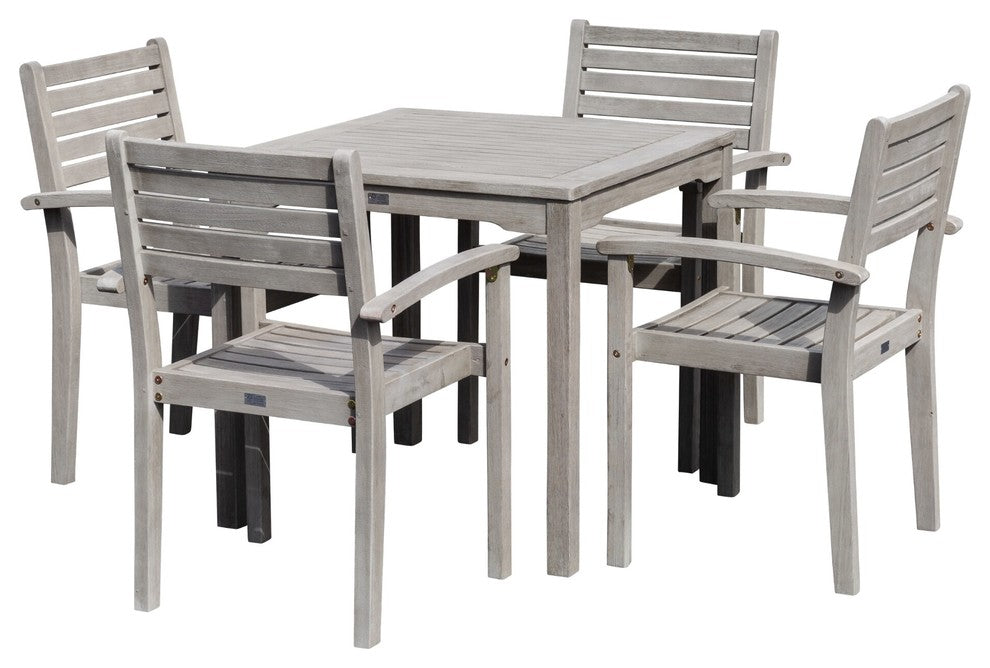 DTY Outdoor Living Leadville 5-Piece Eucalyptus Dining Set, Driftwood Gray