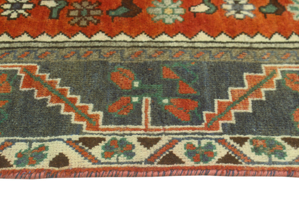 Fine Vintage Distressed Tarek Rust/Gray Runner, 4'10x9'7