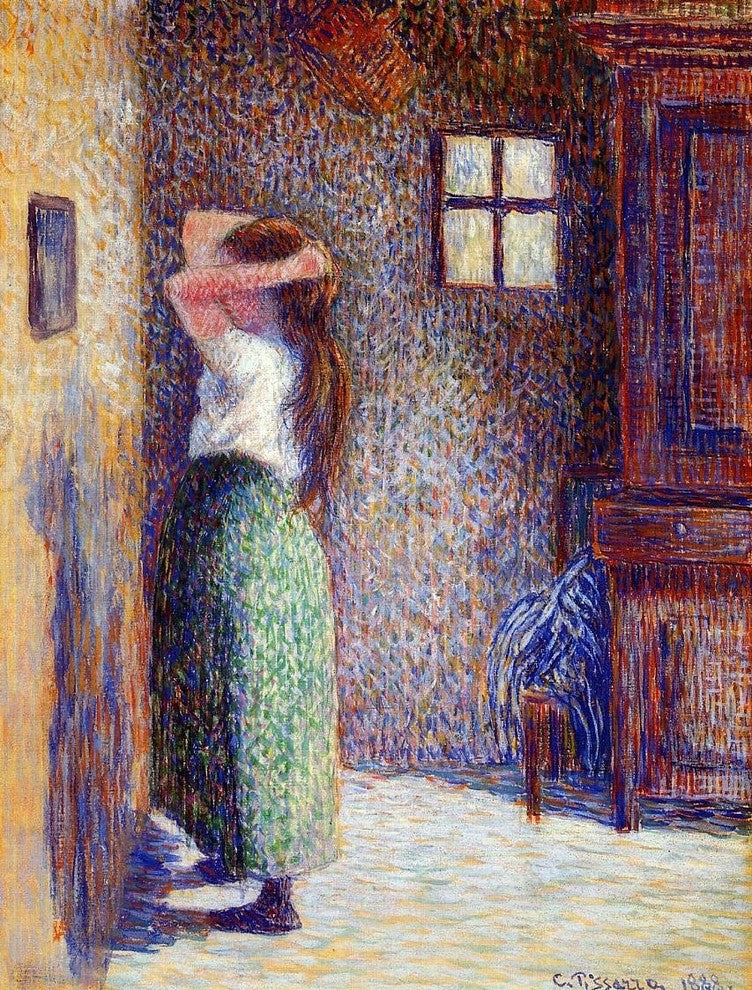Camille Pissarro Young Peasant at Her Toilette Gallery Wrapped Canvas Print