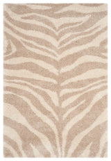 Safavieh Portofino Shag 4' X 6' Power Loomed Rug in Ivory and Beige