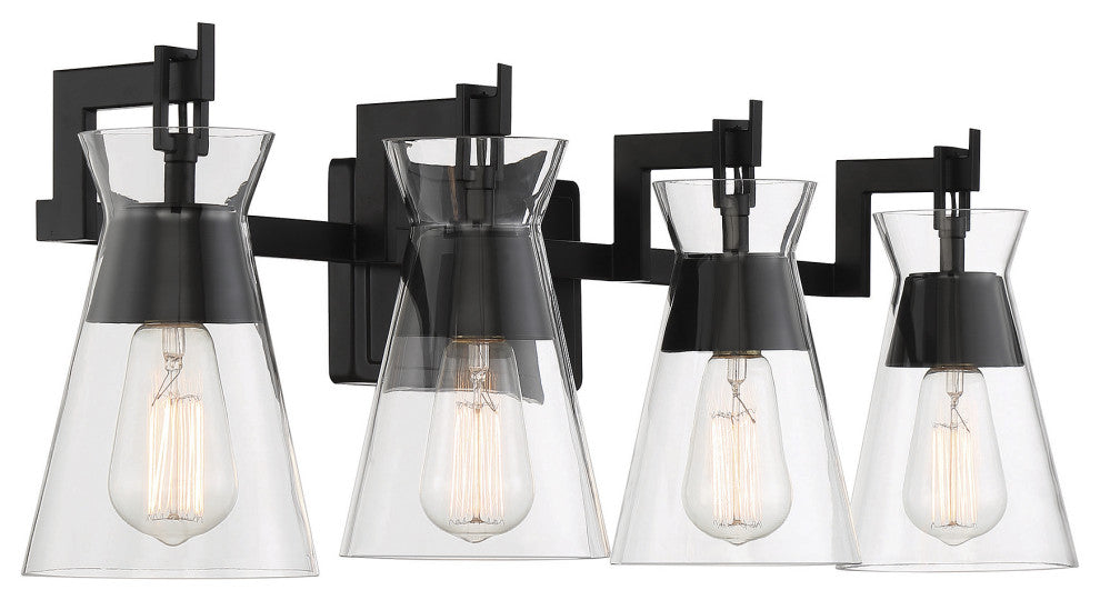 Lakewood 4-Light Bathroom Vanity Light in Matte Black