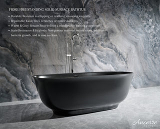 Fiore 67" Freestanding Solid Surface Bathtub, Black
