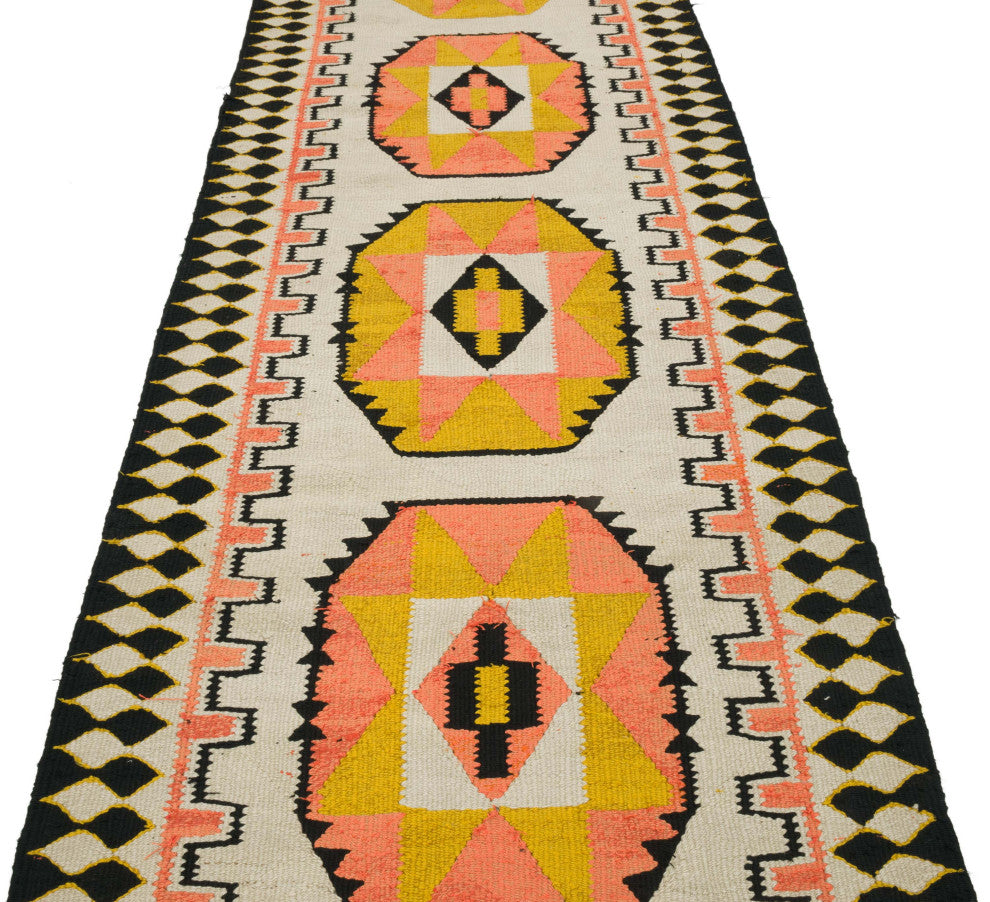 Vintage Turkish Kilim Runner 3' 2" x 12' 6", 38 in. x 150 in.