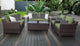 kathy ireland River Brook 7 Piece Wicker Patio Furniture Set, Forest