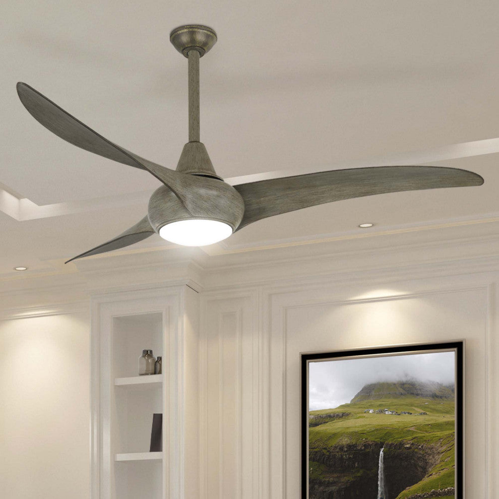 MinkaAire White Light Wave 52" 3-Blade Indoor LED Ceiling Fan w/ Remote