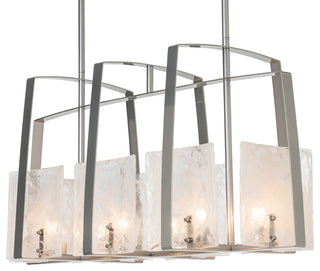 Arc Linear Pendant, Sterling Finish, White Swirl Glass