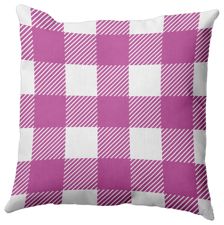 Buffalo Plaid Accent Pillow, Orchid, 16"x16"