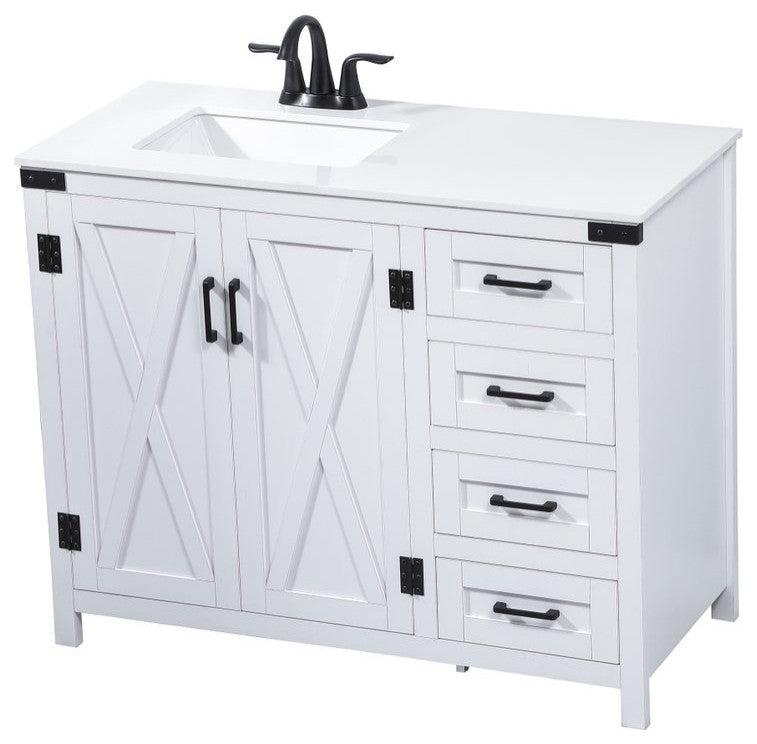 Home Living 19" Farmhouse White-Light Bathroom Vanity