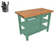 John Boos Oak Classic Country Table 48x30 and Henckels Knife Set, Basil, Two Shelves, No Drawer, No Casters