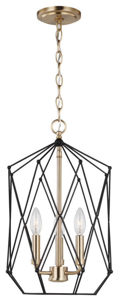 Zarra 3-Light Lantern, Satin Brass